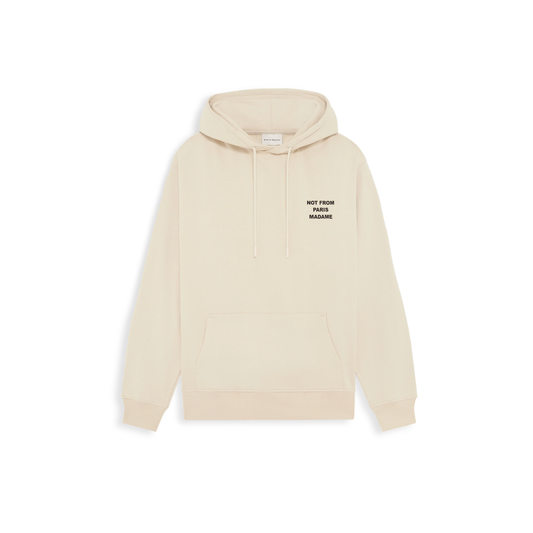 Sweat à capuche Drôle de Monsieur Slogan beige vue de face