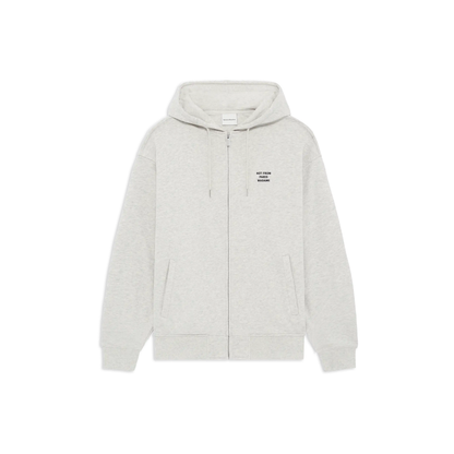 Sweat zippé à capuche Drôle de Monsieur Slogan gris vue de face