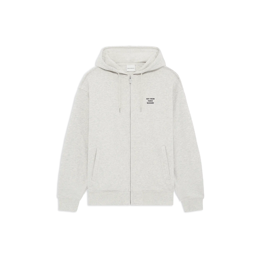 Sweat zippé à capuche Drôle de Monsieur Slogan gris vue de face