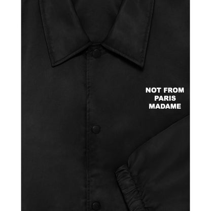 Veste Drôle de Monsieur Slogan noir détail