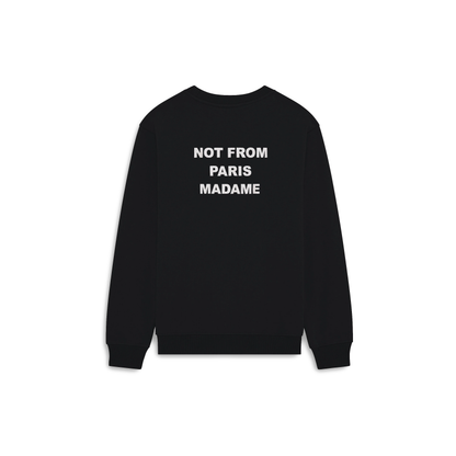 Sweat Drôle de Monsieur Slogan noir porté