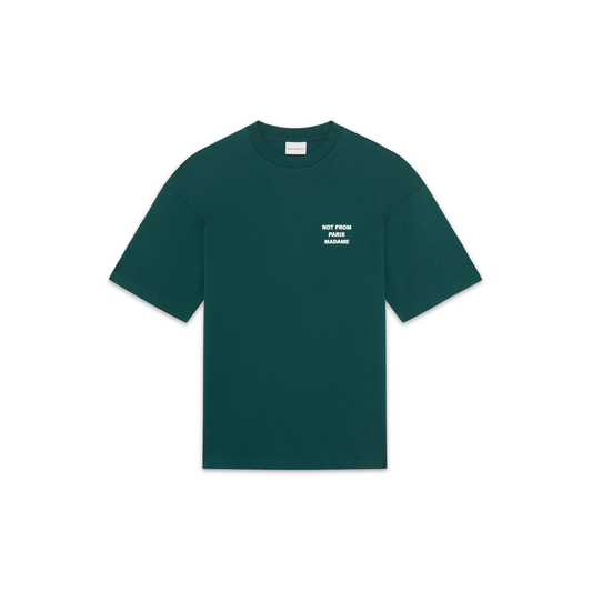 T-shirt Drôle de Monsieur Slogan vert vue de face