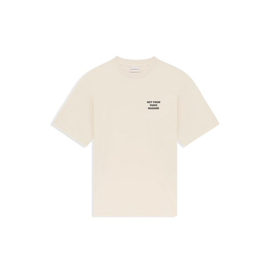 T-shirt Drôle de Monsieur Slogan beige vue de face