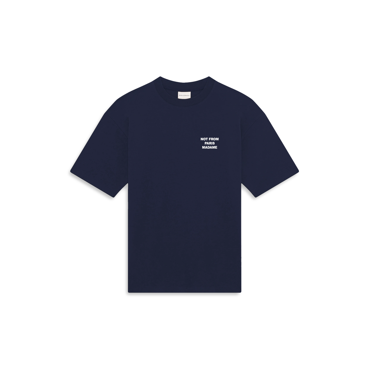 T-shirt Drôle de Monsieur Slogan bleu marine vue de face