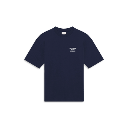T-shirt Drôle de Monsieur Slogan bleu marine vue de face