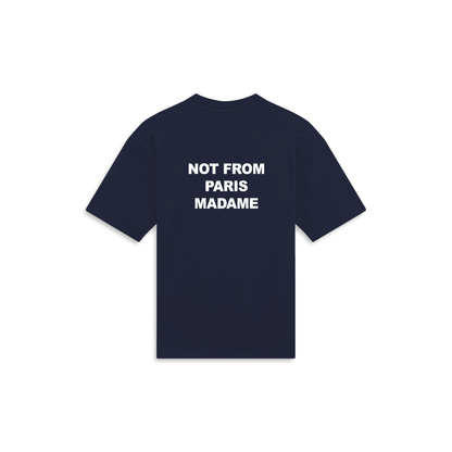 T-shirt Drôle de Monsieur Slogan bleu marine détail