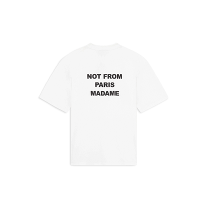 T-shirt Drôle de Monsieur Slogan blanc porté