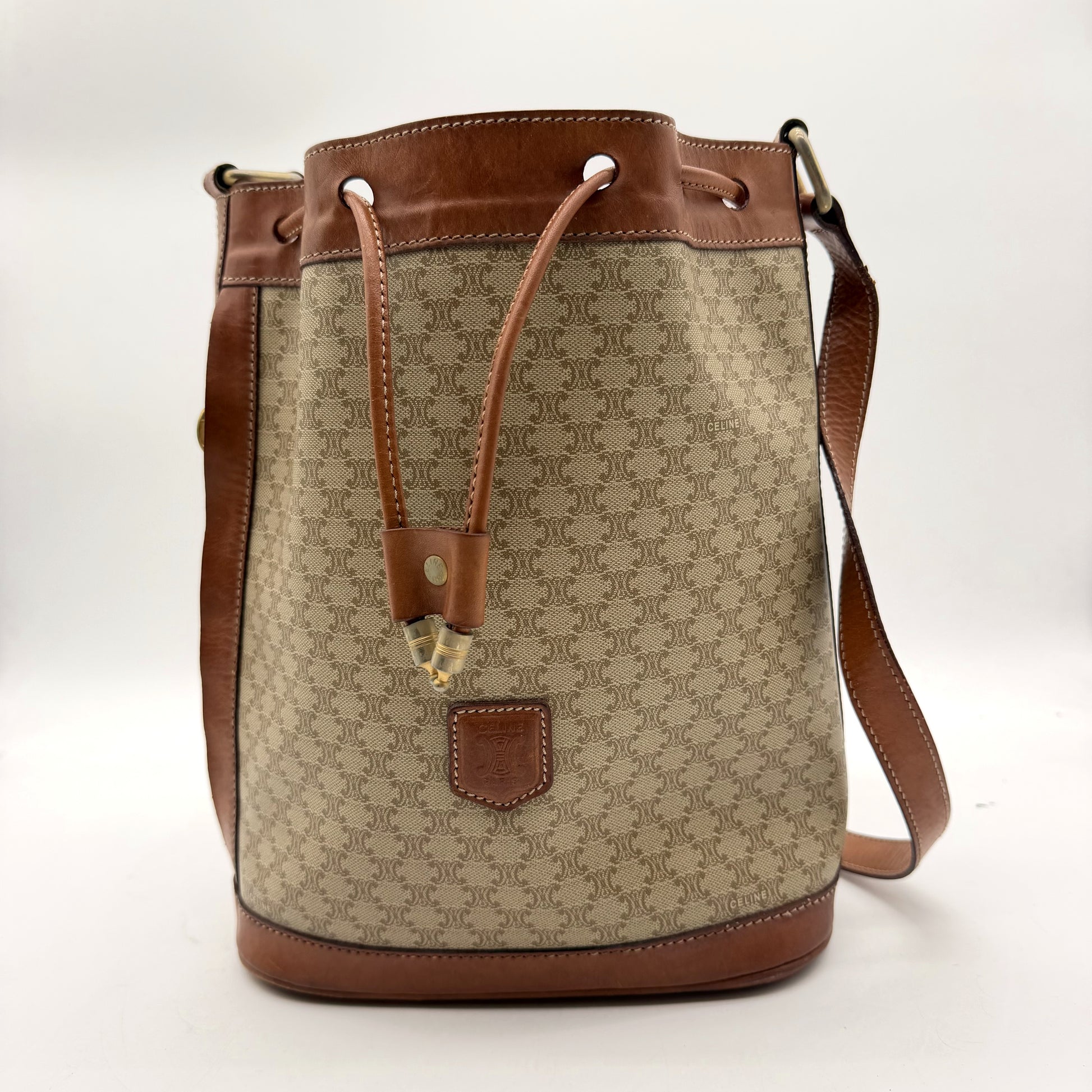 Céline sac seau Macadam blanc - vue avant avec cordon