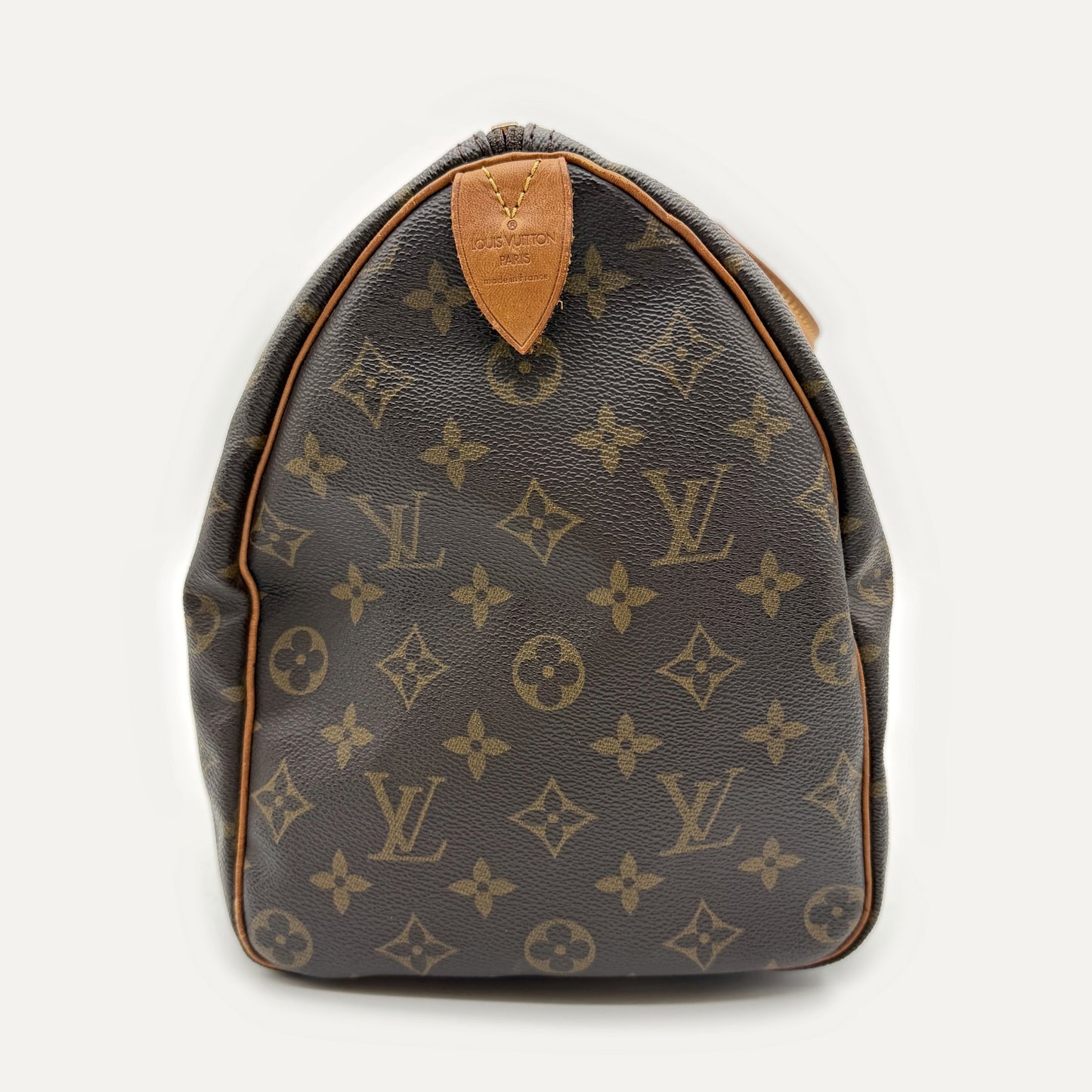 Louis Vuitton Speedy 35 Monogram - côté avec marquage Louis Vuitton Paris