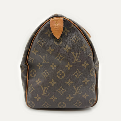 Louis Vuitton Speedy 35 Monogram - côté avec marquage Louis Vuitton Paris