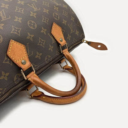 Louis Vuitton Speedy 35 Monogram - détail anses cuir vachetta