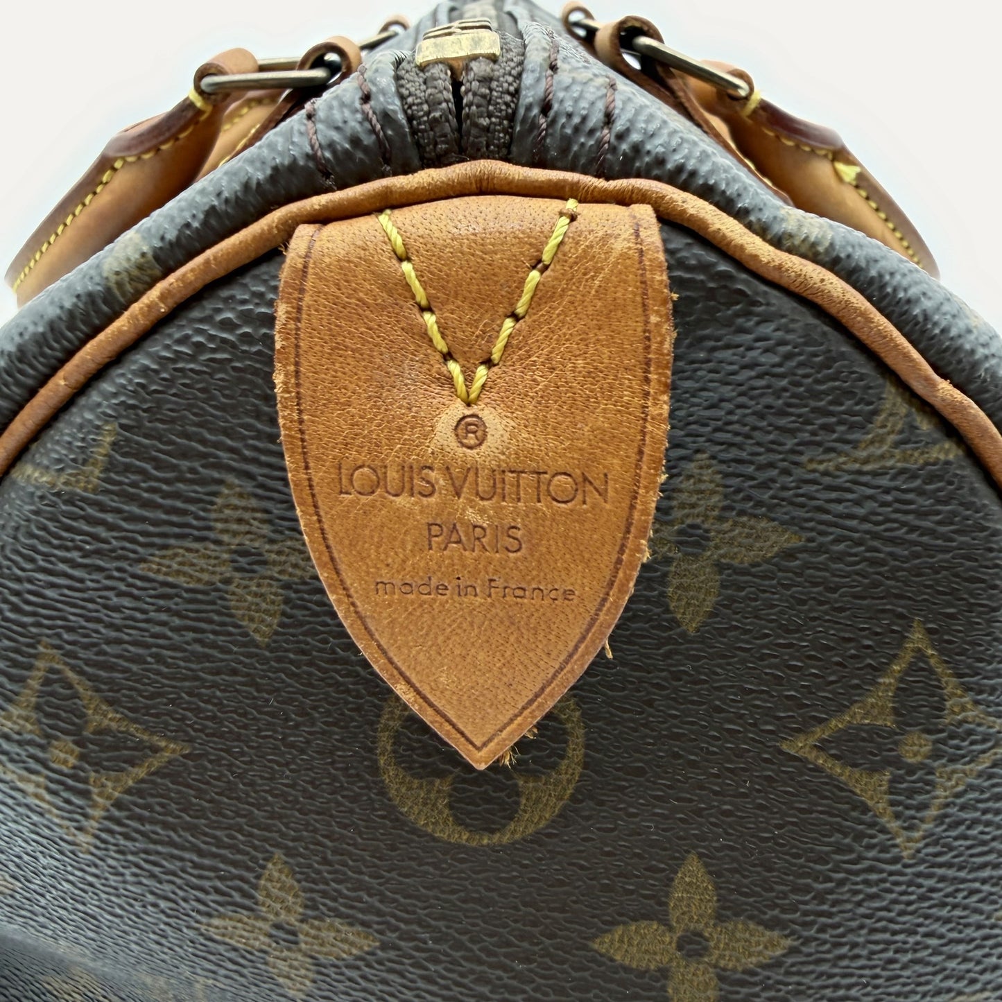 Louis Vuitton Speedy 35 Monogram - détail cachet Louis Vuitton Paris made in France