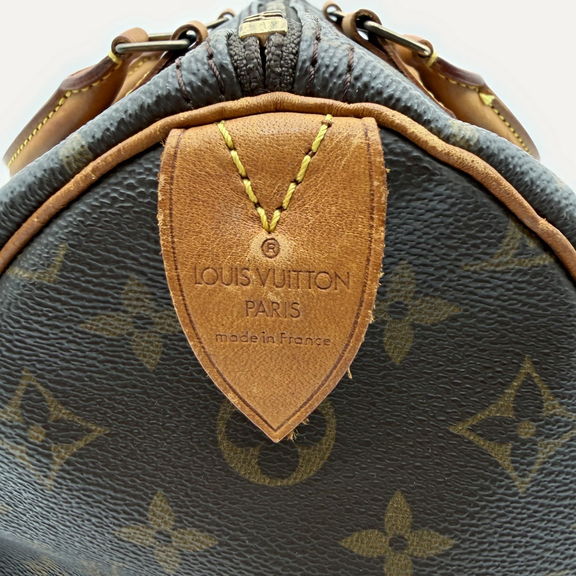 Louis Vuitton Speedy 35 Monogram - détail cachet Louis Vuitton Paris made in France