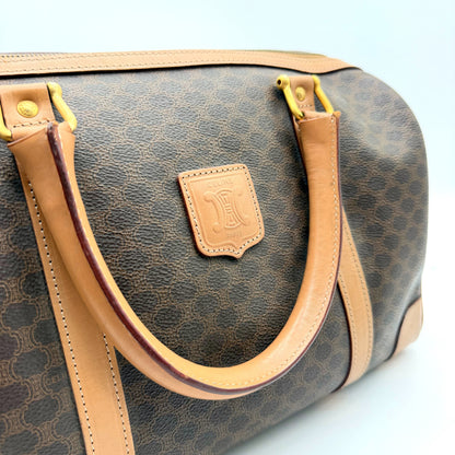 Céline Boston 35 toile Macadam - vue en angle anses et zip doré