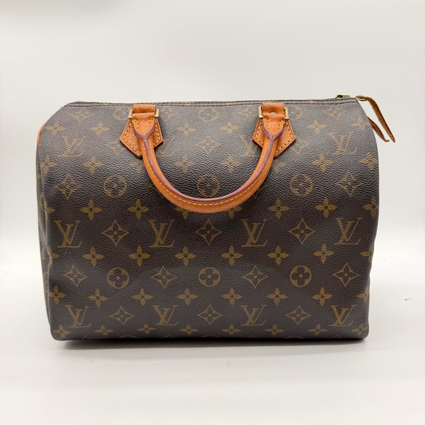 Louis Vuitton Speedy 30 toile Monogram et cuir naturel - vue avant