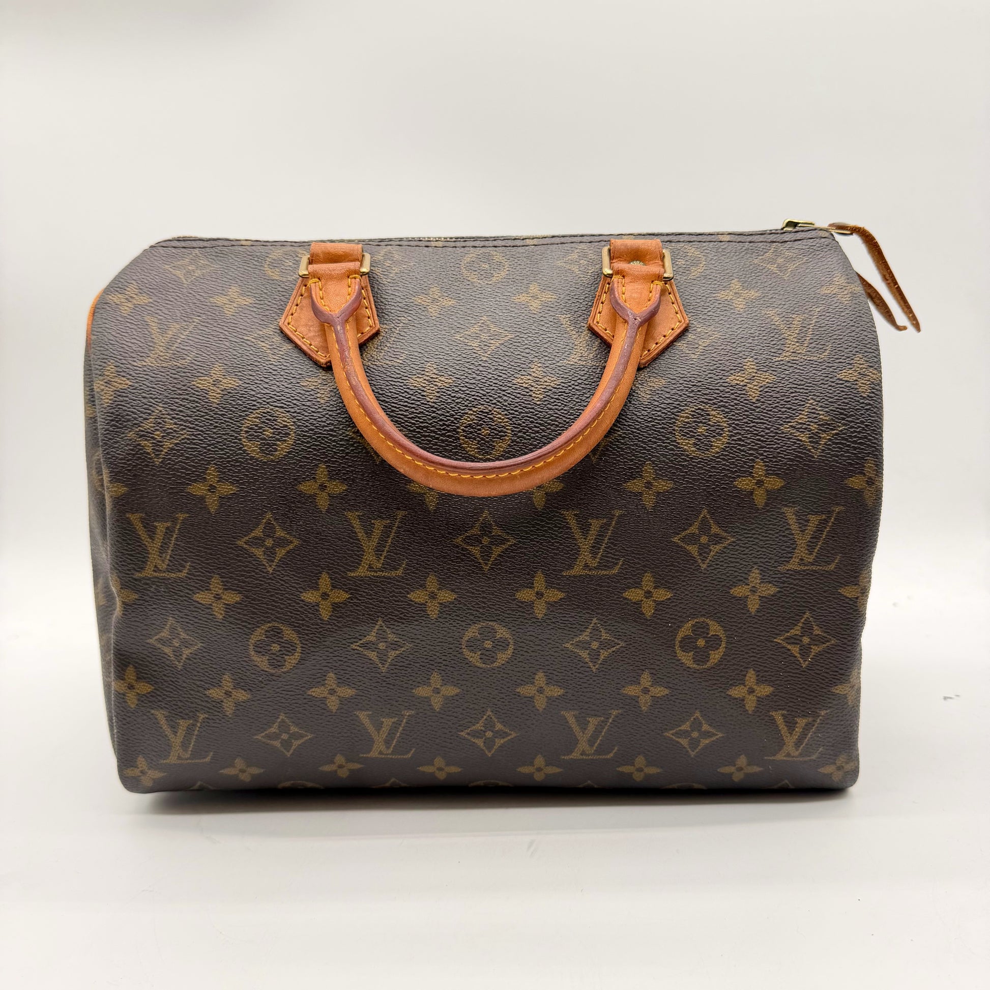 Louis Vuitton Speedy 30 toile Monogram et cuir naturel - vue avant
