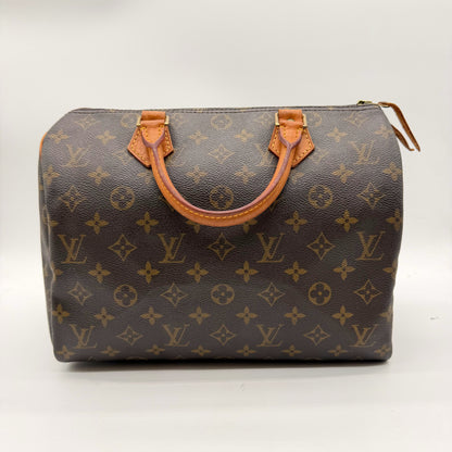 Louis Vuitton Speedy 30 toile Monogram et cuir naturel - vue avant