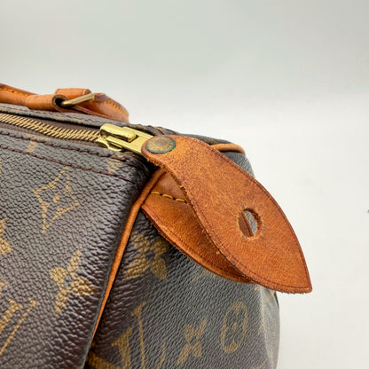 Louis Vuitton Speedy 30 - détail languette zip cuir naturel
