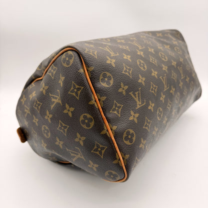 Louis Vuitton Speedy 35 Toile Monogram vintage - dessous et angle passepoil