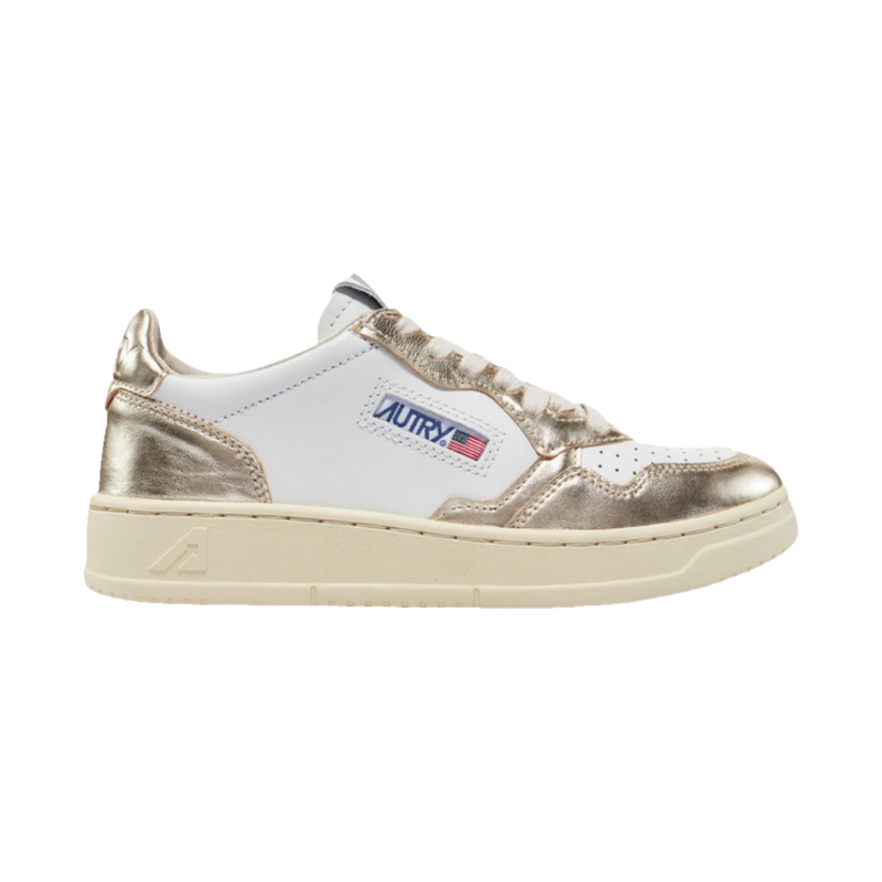 Autry Medalist Low Bicolor White & Platinum Leather
