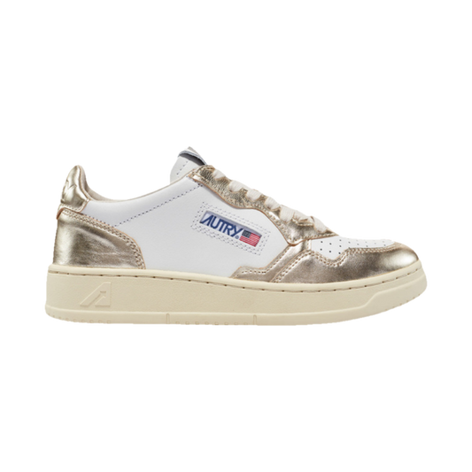Autry Medalist Low Bicolor White & Platinum Leather