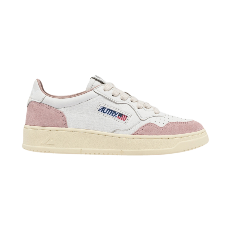 Autry Medalist Low sneakers in white nappa leather and powder suede