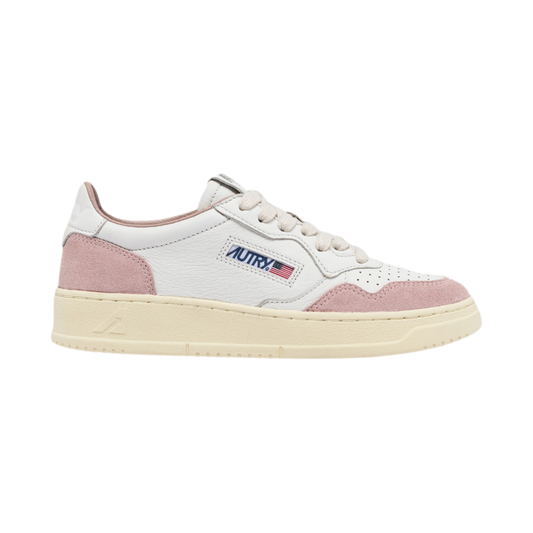 Autry Medalist Low sneakers in white nappa leather and powder suede