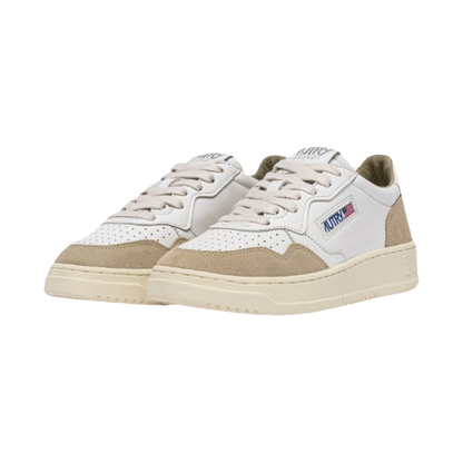 Autry Medalist Low White Leather & Sponge Suede