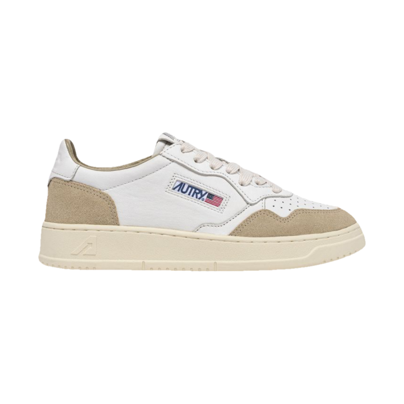 Autry Medalist Low White Leather & Sponge Suede