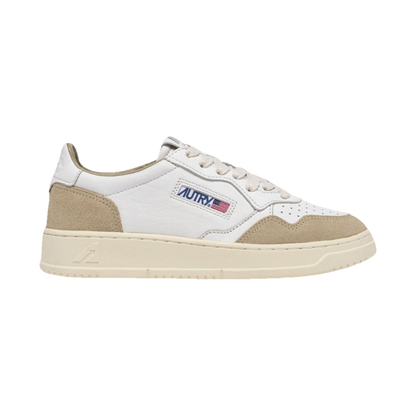 Autry Medalist Low White Leather & Sponge Suede