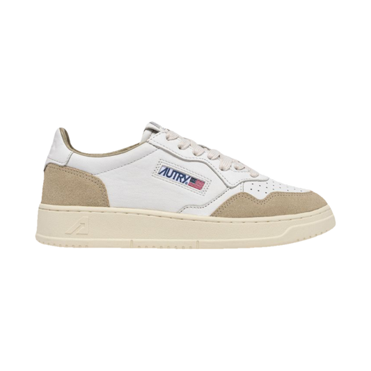 Autry Medalist Low White Leather & Sponge Suede