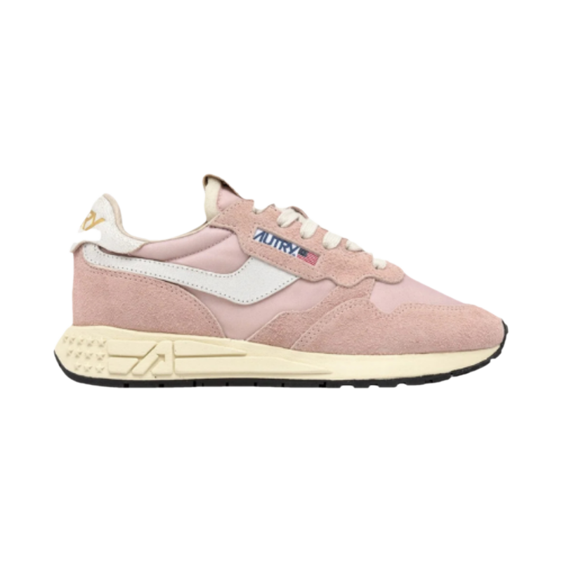 Autry Reelwind Low sneakers in white suede and powder pink nylon