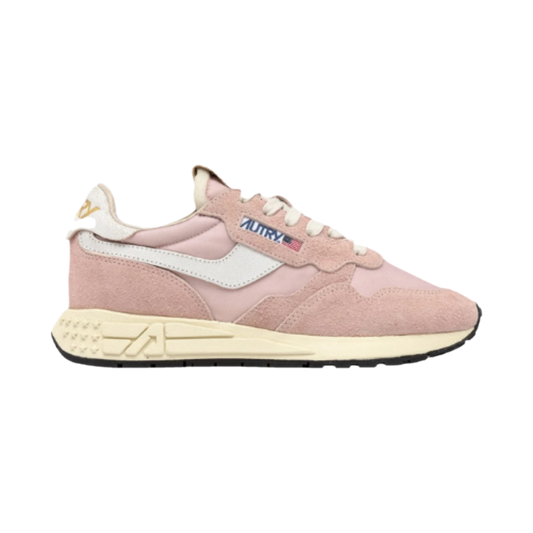 Autry Reelwind Low sneakers in white suede and powder pink nylon
