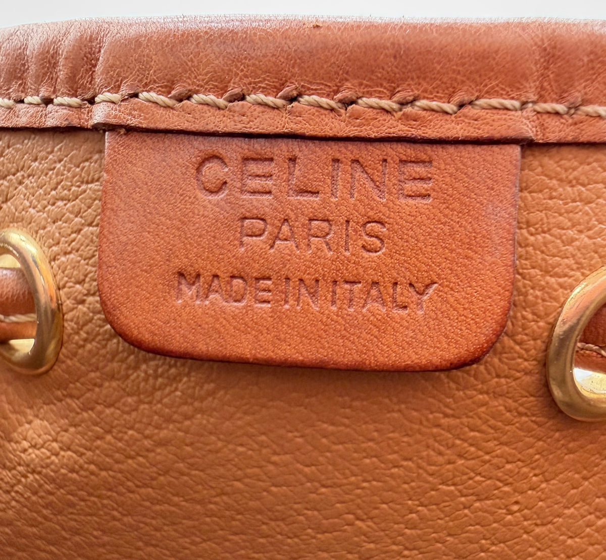 Celine sac seau petit format toile Macadam marron - estampille Celine Paris made in Italy