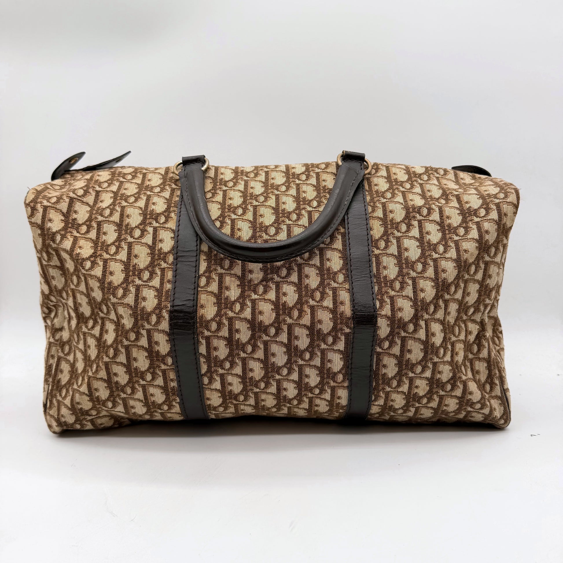 Dior Boston 40 toile Oblique marron - vue avant