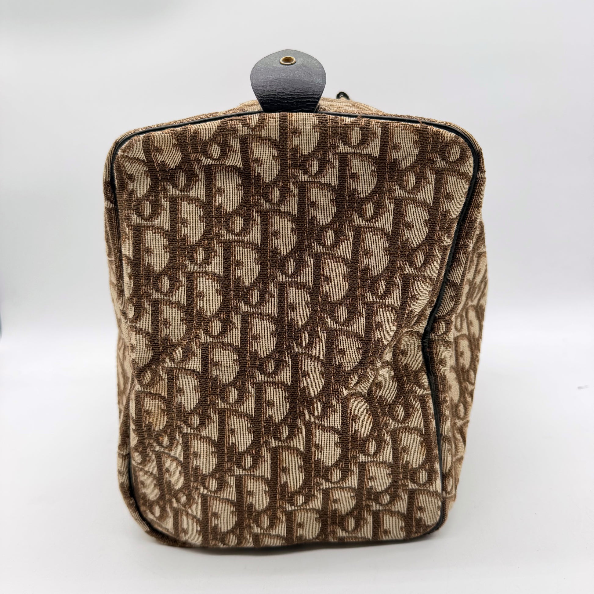 Dior Boston 40 toile Oblique marron - vue de cote