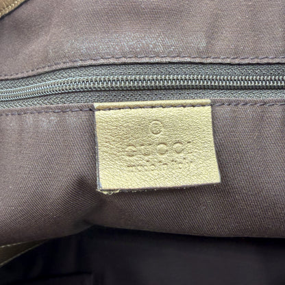 Gucci Cabas Princy toile GG beige et cuir dore - etiquette Gucci made in Italy