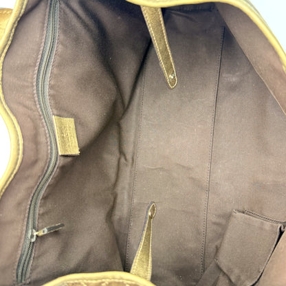 Gucci Cabas Princy toile GG beige et cuir dore - interieur doublure marron