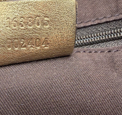 Gucci Cabas Princy toile GG beige et cuir dore - numero de serie 163805
