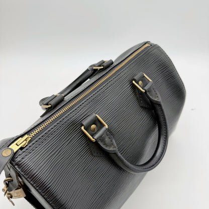 Louis Vuitton Speedy 25 cuir Epi noir - detail fermeture zip doree