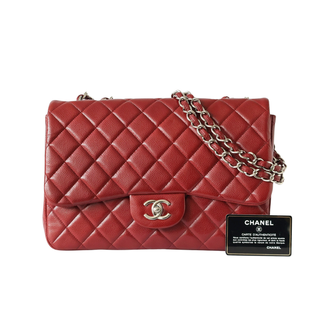 Chanel – Timeless Jumbo Classique Cuir Caviar Rouge Bordeaux