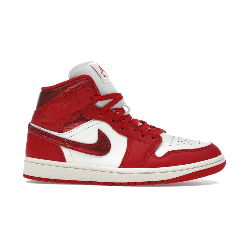 Air Jordan 1 Mid SE Red Cracked Leather