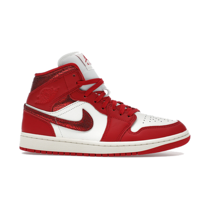 Air Jordan 1 Mid SE Red Cracked Leather