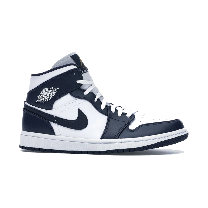 Air Jordan 1 Mid White Metallic Gold Obsidian