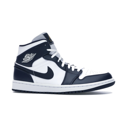 Air Jordan 1 Mid White Metallic Gold Obsidian