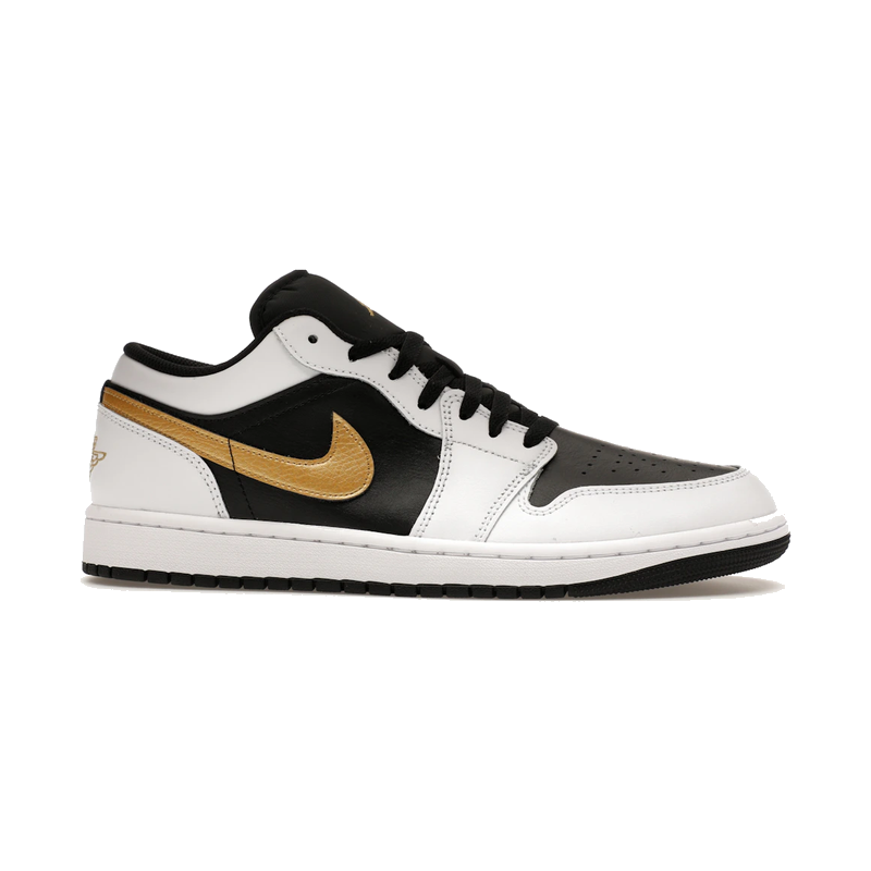 Air Jordan 1 Low White Black Metallic Gold Swoosh