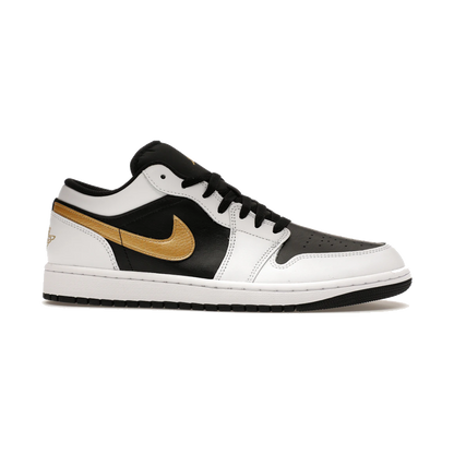 Air Jordan 1 Low White Black Metallic Gold Swoosh