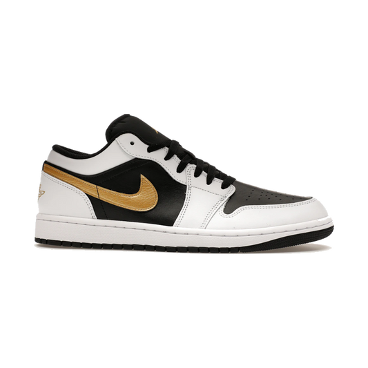 Air Jordan 1 Low White Black Metallic Gold Swoosh