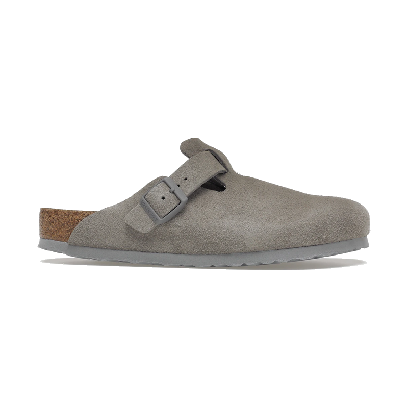 Birkenstock Boston Soft Footbed Suede Stone Coin
