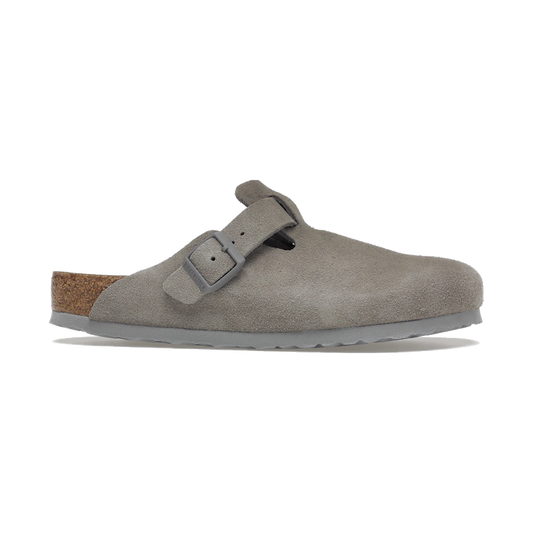 Birkenstock Boston Soft Footbed Suede Stone Coin